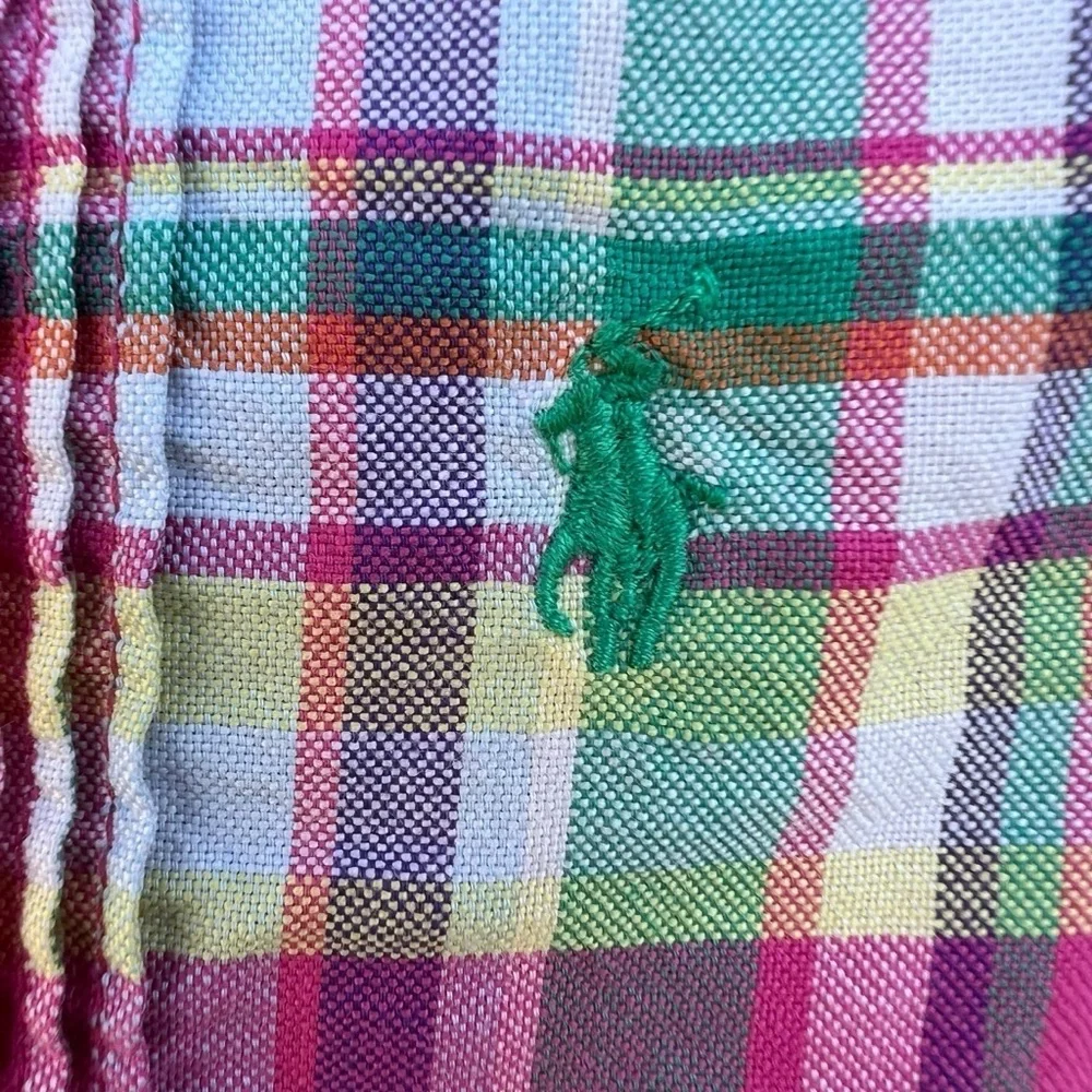 Ralph Lauren Plaid Ruffle Button Front Shirt Dress Pink 12 Mos GUC